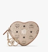 Mcm Heart Coin Pouch Charm In Visetos In Berlin Gold