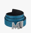 Mcm Men's Claus Reversible Leather Belt In Blue | Deep Lagoon