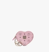 Mcm Heart Coin Pouch Charm In Visetos In Pink | Powder Pink