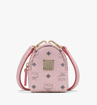 Mcm Backpack Charm With Crossbody Strap In Visetos In Pink Powder Pink ModeSens