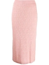 Fendi Ff Print Pencil Skirt In Pink