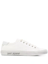 Saint Laurent Malibu Leather-trimmed Distressed Cotton-canvas Sneakers In White