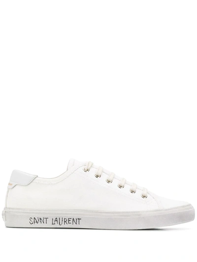 SAINT LAURENT MALIBU DISTRESSED LACE-UP SNEAKERS