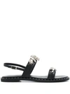 Philipp Plein Crystal Embellished Flat Sandals In Black