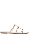 Valentino Garavani Garavani Leather Rockstud Sandals In Light Ivory
