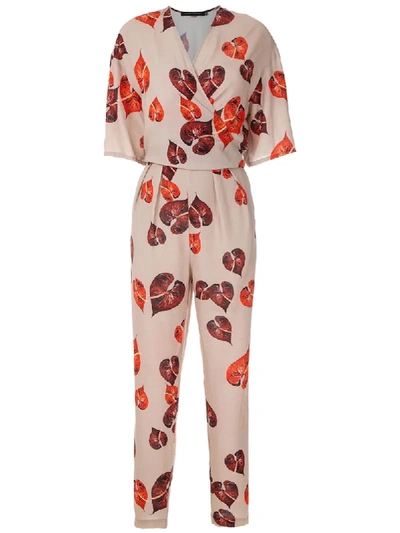 Andrea Marques Foliage Print Jumpsuit In Brown