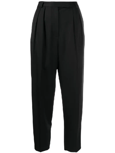 Styland High Waisted Cropped Trousers In Black