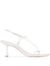 Studio Amelia 50mm Leather Thong Sling Back Sandals In White