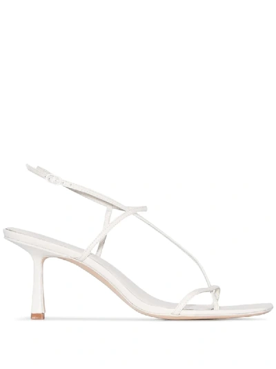 Studio Amelia 50mm Leather Thong Sling Back Sandals In White