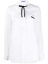 Prada Ribbon Tie Cotton Shirt In White