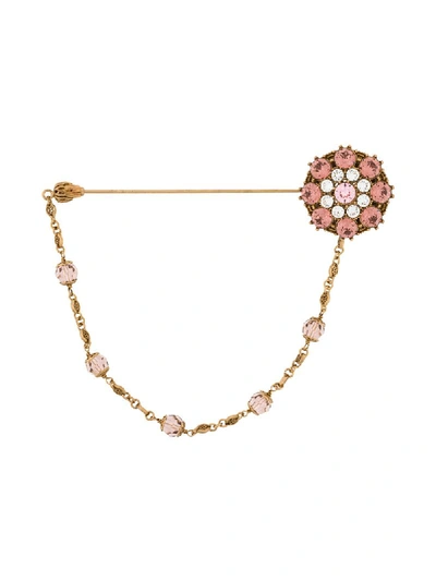 Dolce & Gabbana Crystal-embellished Brooch In Gold