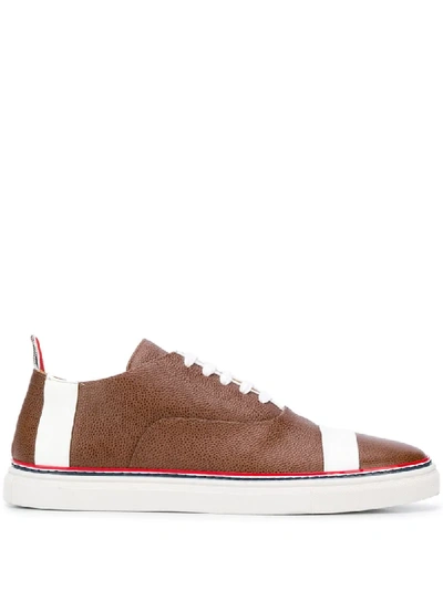 Thom Browne Stripe Detail Low-top Sneakers In Brown