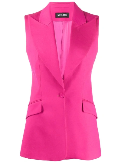 Styland Fitted Sleeveless Blazer In Pink