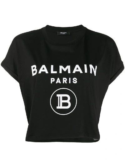 Balmain Cropped Logo T In Black