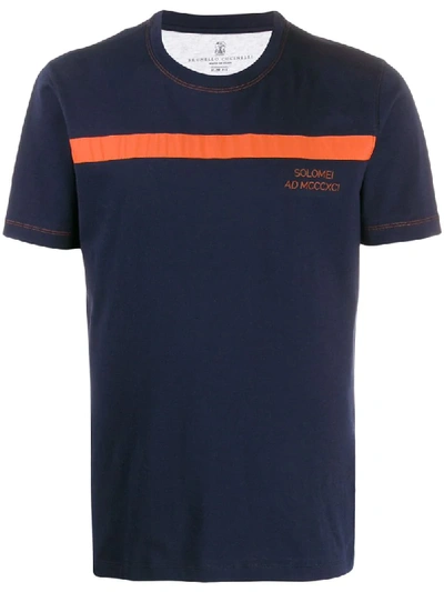 Brunello Cucinelli Stripe Detail Crew-neck T-shirt In Blue