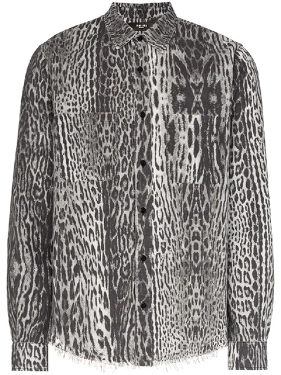 Amiri Men's Leopard-print Flannel Sport Shirt In Grey