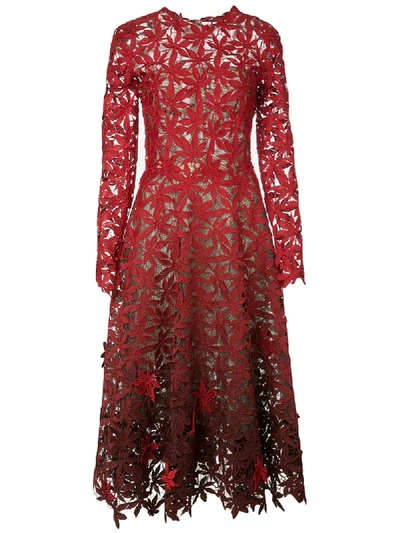Oscar De La Renta Degrade Cocktail Dress In Red | ModeSens