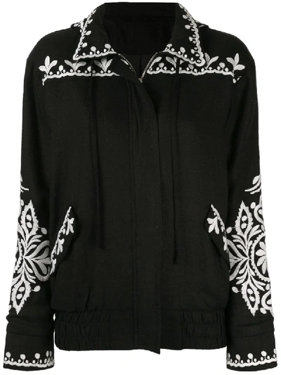 We Are Kindred Positano Embroidered Bomber Jacket In Black