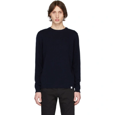 Norse Projects Navy Lambswool Sigfred Sweater In Dark Navy