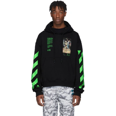 Off-white Hooded Logo-print Cotton-jersey Sweatshirt In Black,green,red