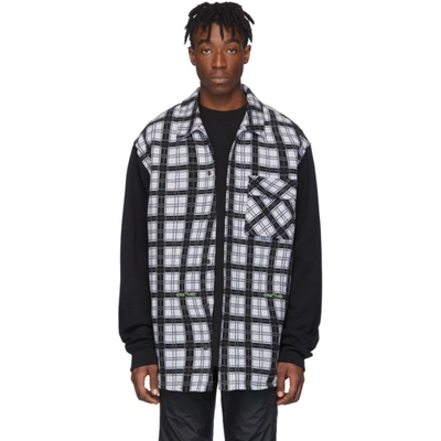 Off-white Over Contrast Sleeve Check Cotton Shirt In Black