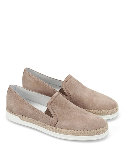 Tod's Suede Slippers In Beige