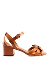 TOD'S RIBBON DETAIL BROWN LEATHER SANDALS