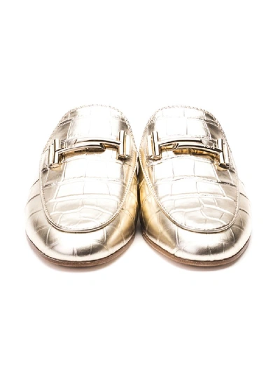 Tod's Gold Leather Loafers