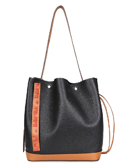 Mcm Medium Milano Leather Bucket Bag In Black