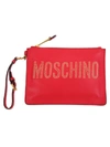 MOSCHINO LEATHER LINED POUCH,11173160