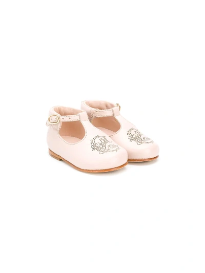 Chloé Babies' Buckle-fastening Logo Shoes In Pink
