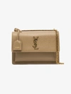 Saint Laurent Sunset Logo Plaque Shoulder Bag In Neutrals