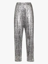 Christopher Kane Sequinned Snake-print Trousers In Silver