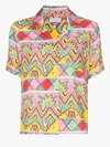 MIRA MIKATI MIRA MIKATI WOMENS WHITE AZTEC PRINT LINEN BOWLING SHIRT,SHT010DSS2014534484