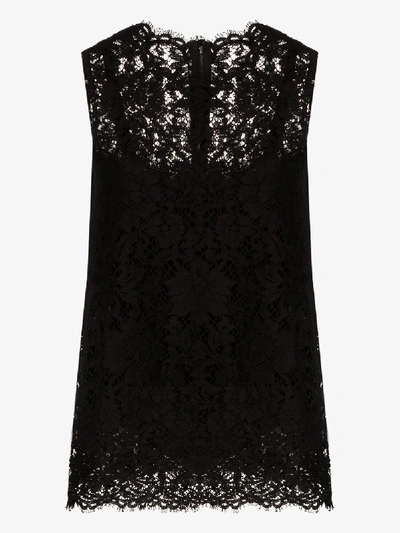 Dolce & Gabbana Cordonetto-lace Sleeveless Tank Top In Black