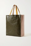MARNI MUSEO MEDIUM COLOR-BLOCK CRINKLED-LEATHER TOTE