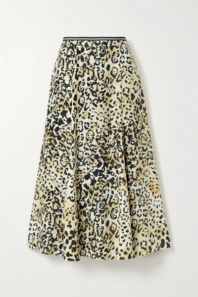 La Ligne Verushka Leopard-print Silk Crepe De Chine Midi Skirt In Leopard Print