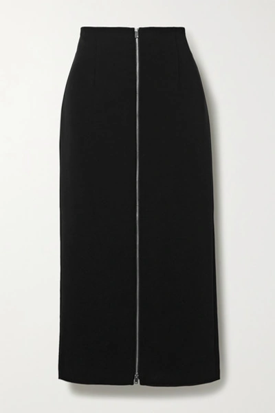 Theory High Waist Zip Pencil Midi Skirt In Black