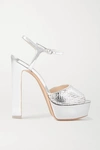 SOPHIA WEBSTER NATALIA METALLIC SNAKE-EFFECT LEATHER PLATFORM SANDALS