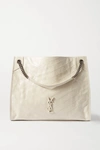 Saint Laurent Niki Large Quilted Crinkled Glossed-leather Tote In White