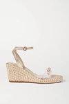 SOPHIA WEBSTER DINA EMBELLISHED METALLIC TEXTURED-LEATHER AND PVC WEDGE SANDALS