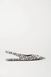 BALENCIAGA KNIFE LOGO-EMBELLISHED CHECKED WOOL SLINGBACK POINT-TOE FLATS