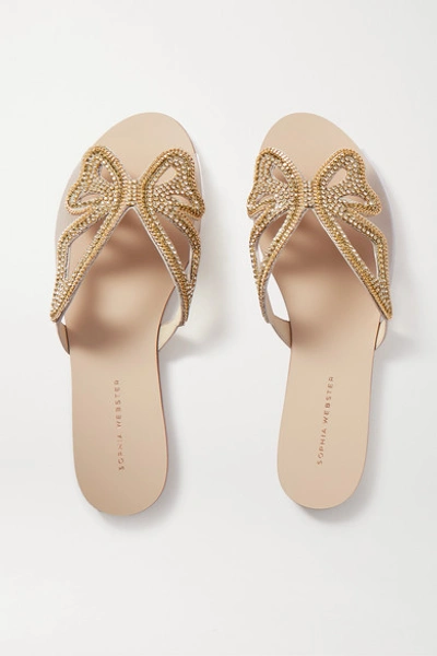 Sophia Webster Madame Butterfly Embellished Leather And Pvc Slides In Gold