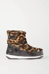 YVES SALOMON MOON BOOT LEOPARD-PRINT SHEARLING AND PATENT-LEATHER SNOW BOOTS