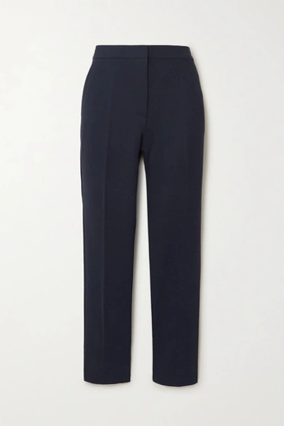 Max Mara Pegno Stretch-cady Straight-leg Pants In Navy