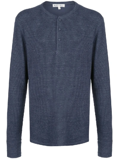 Alex Mill Heather Waffle Henley In Blue