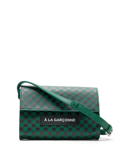 À La Garçonne Logo Grid Shoulder Bag In Green