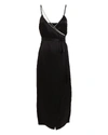 DAVID KOMA Crystal Strap Satin Wrap Dress,060042710725