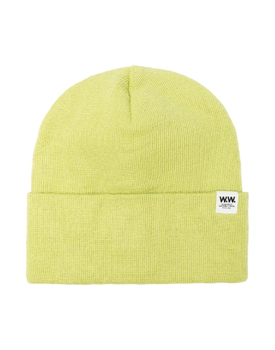 Wood Wood Hat In Acid Green