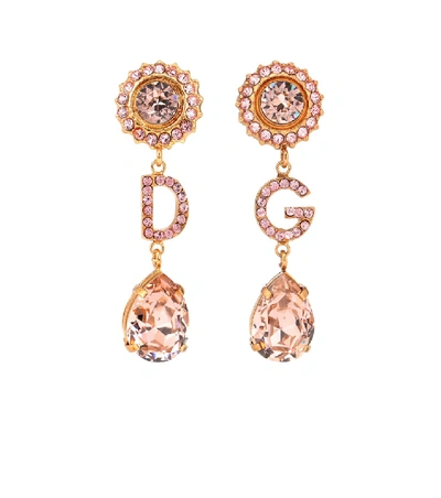 Dolce & Gabbana Crystal-embellished Initial Pendant Earrings In Gold